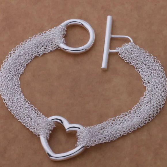 The Mesh Chain Heart Toggle Bracelet 925 - Picture 4 of 14